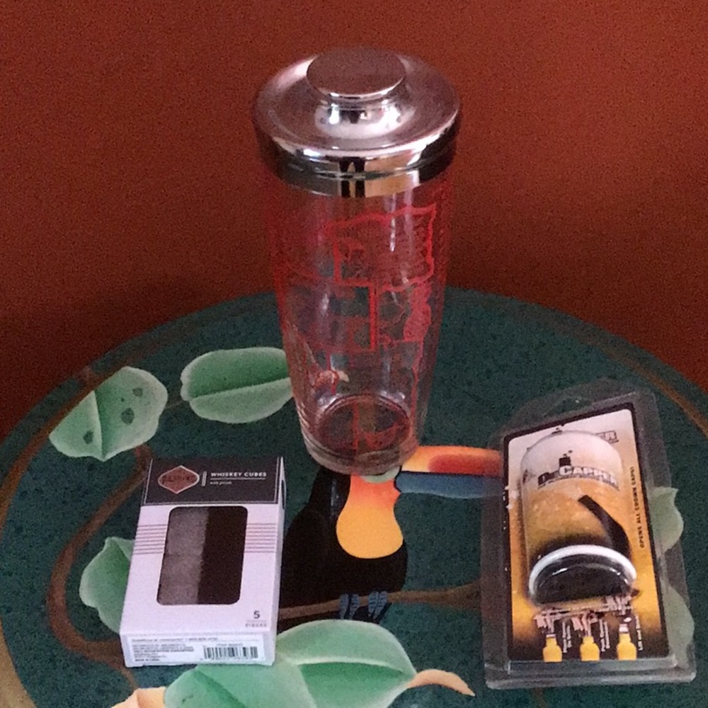 SALE!! VTG Bar Shaker  (1960’s) + New Whiskey Cubes & Bottle Opener